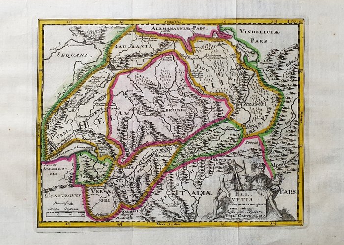 Europa - Schweiz / Basel / Zürich / Elvetic-regionen; Philip Cluverius / John Senex - Helvetia - 1701-1720