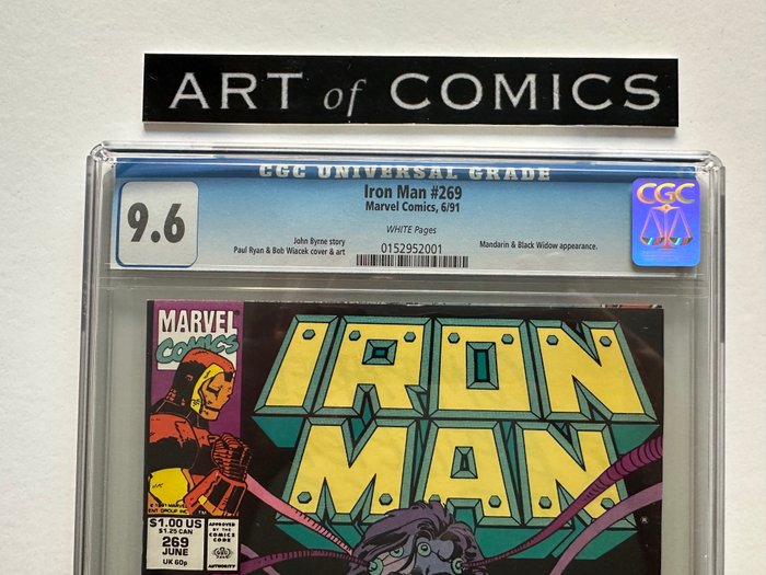 Iron Man #269 - Mandarin, Black Widow Appearance - Graded CGC 9.6! - Extremely High Grade! - White Pages! - 1 Graded comic - Første udgave - 1991