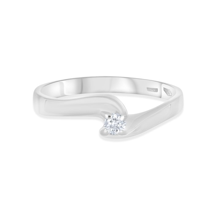 Ring - 18 kraat Hvidguld -  0.06ct. tw. Diamant (Natur)