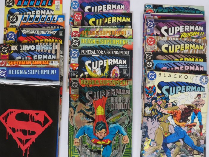 Superman - Issues # 59 ~ 83  , additional # 75 still bagged , # 77, 79  82 with special cover. Annuals 1 ~5 - 33 Comic - 1982/1993