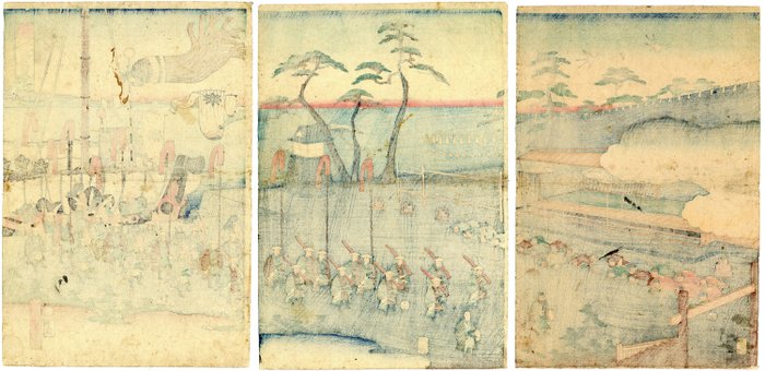 'Scenery of Arai, One of the Fifty-three Stages of the Tôkaidô' 東海道五十三次-新井風景 - 1863 - Utagawa Yoshimori (1830-1884) - Japan -  Sene Edo-periode