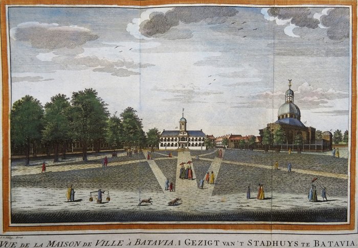 Indonesien - Jakarta, Batavia, Batavia Rådhus; J. van der Schley / Prévost d´Exiles - Vue de la Maison de Ville a Batavia / Gezigt van ´t Stadhuys te Batavia - 1751-1760