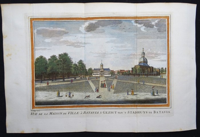 Indonesien - Jakarta, Batavia, Batavia Rådhus; J. van der Schley / Prévost d´Exiles - Vue de la Maison de Ville a Batavia / Gezigt van ´t Stadhuys te Batavia - 1751-1760