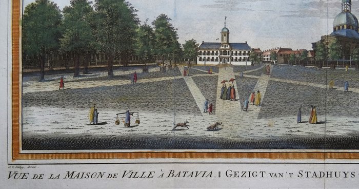 Indonesien - Jakarta, Batavia, Batavia Rådhus; J. van der Schley / Prévost d´Exiles - Vue de la Maison de Ville a Batavia / Gezigt van ´t Stadhuys te Batavia - 1751-1760