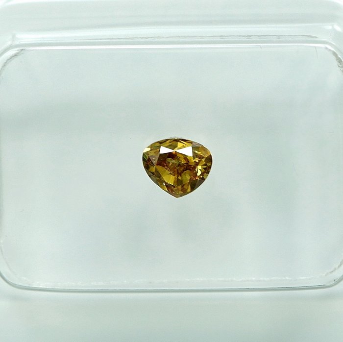 1 pcs Diamant  (Naturfarvet)  - 0.35 ct - Fancy intense Orange nuance Gul - SI2 - Gem Report Antwerp (GRA)