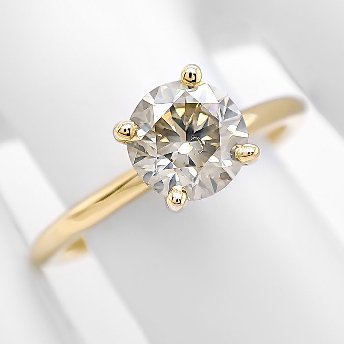 Ring - 14 karat Gulguld -  1.22ct. tw. Gul Diamant (Naturfarvet)