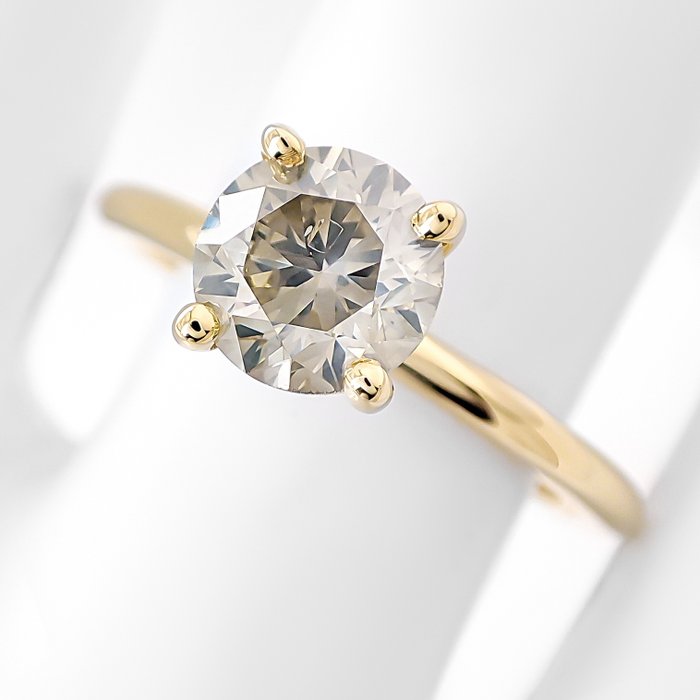 Ring - 14 karat Gulguld -  1.22ct. tw. Gul Diamant (Naturfarvet)