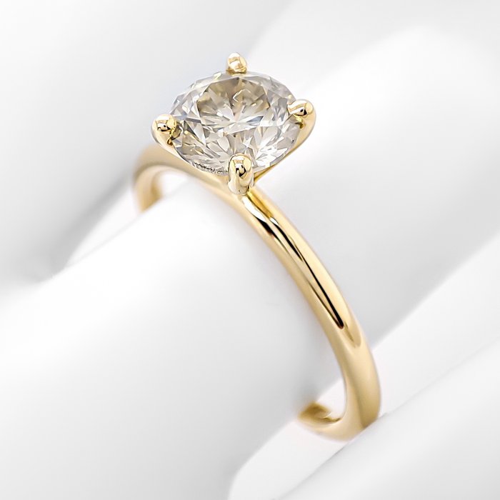 Ring - 14 karat Gulguld -  1.22ct. tw. Gul Diamant (Naturfarvet)