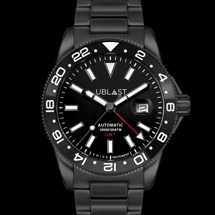 Ublast - Royal GMT Professional - UBRGB44BK - Automatic Swiss MOVT - Mænd - Ny