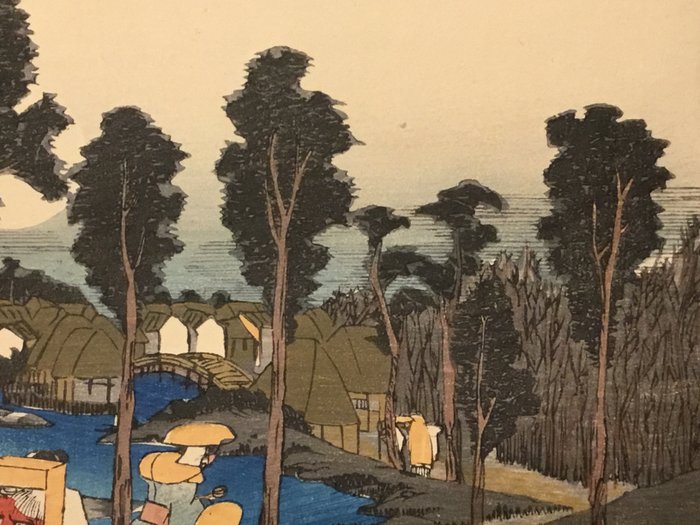 Uit de serie: de 53 stations van de Tokaido, Titel: Kuwana en Numazu - Utagawa Hiroshige (1797-1858) - Japan