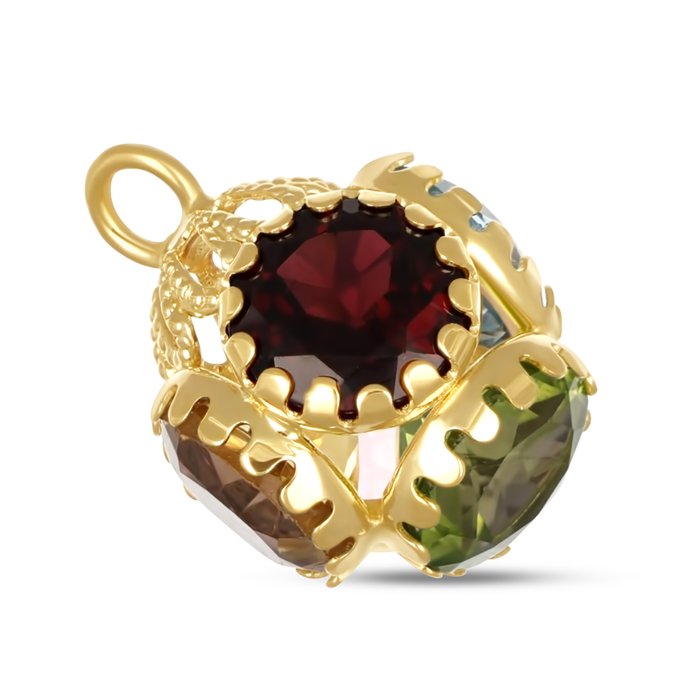 Ingen mindstepris - Vedhæng - 18 kraat Gulguld, Kvarts - Granat - Ametyst - Topaz - Peridot -  5.00ct. tw.