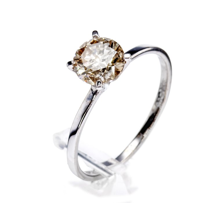 Ingen mindstepris - Forlovelsesring - 14 karat Hvidguld -  098ct tw Diamant (Naturfarvet)