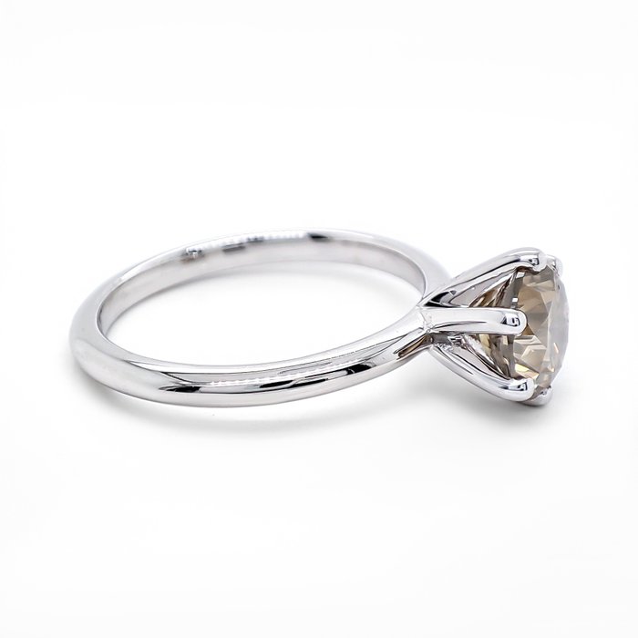 Ring - 14 karat Hvidguld -  1.49ct. tw. Grå Diamant (Naturfarvet)