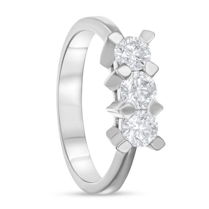 Ring - 18 kraat Hvidguld -  0.90ct. tw. Diamant (Natur)