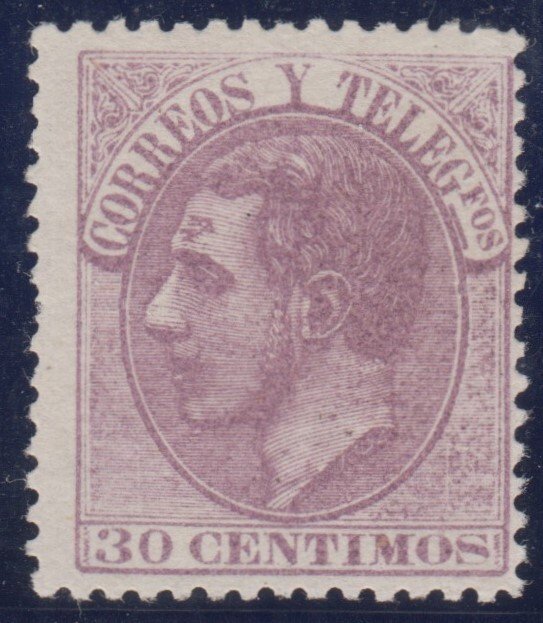 Spanien 1882 - Alfonso XII. 30 øre, lilla. - Edifil 211