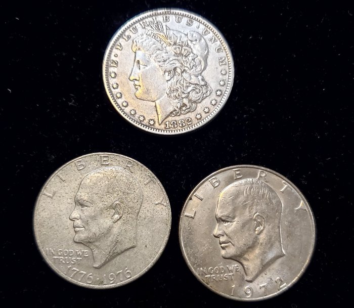 Förenta staterna. A Lot of 5x USA Dollars, including 1882-O Silver Dollar  (Ingen mindstepris)