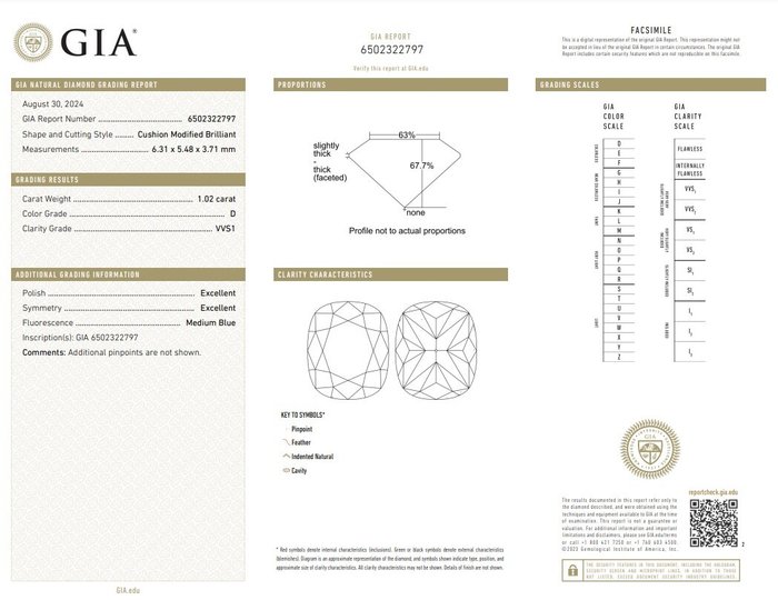 1 pcs Diamant  (Natur)  - 1.02 ct - Pude - D (farveløs) - VVS1 - Gemological Institute of America (GIA)