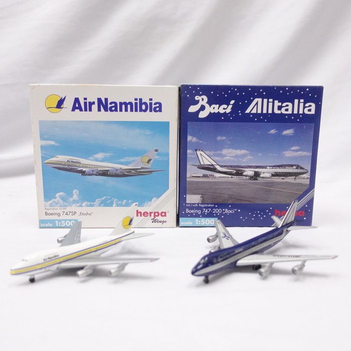 Herpa Wings 1:500 - Modelfly - Air Namibia Boeing 747SP Etosha / Alitalia Boeing 747-200 Baci