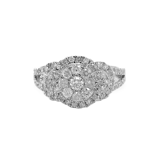 Ring - 14 karat Hvidguld -  0.72ct. tw. Diamant (Natur)