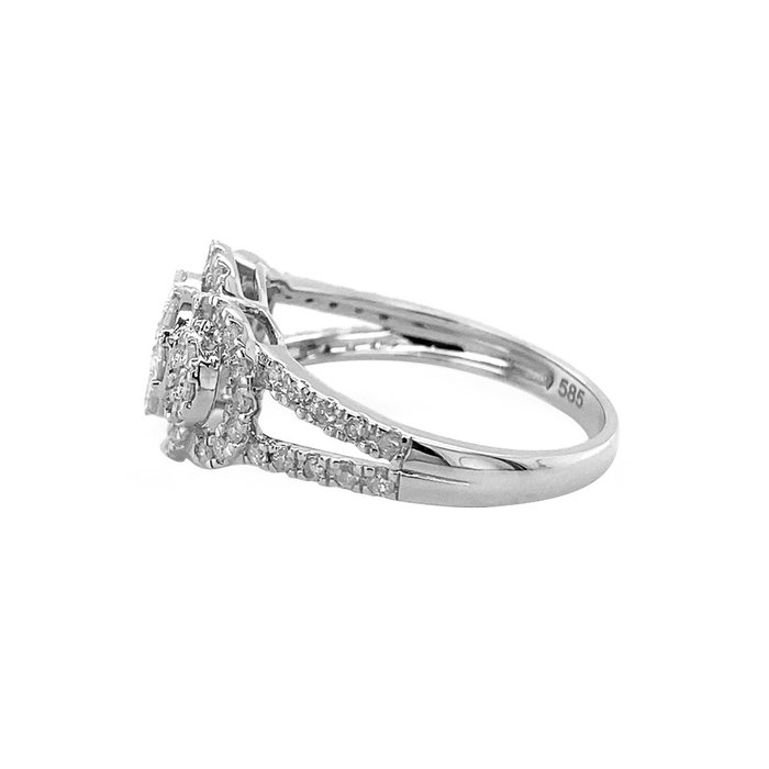 Ring - 14 karat Hvidguld -  0.72ct. tw. Diamant (Natur)