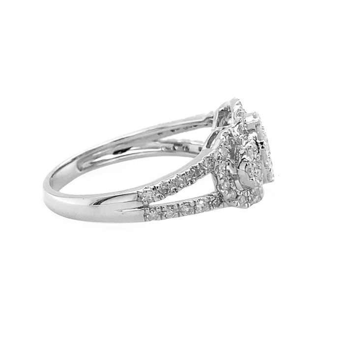 Ring - 14 karat Hvidguld -  0.72ct. tw. Diamant (Natur)