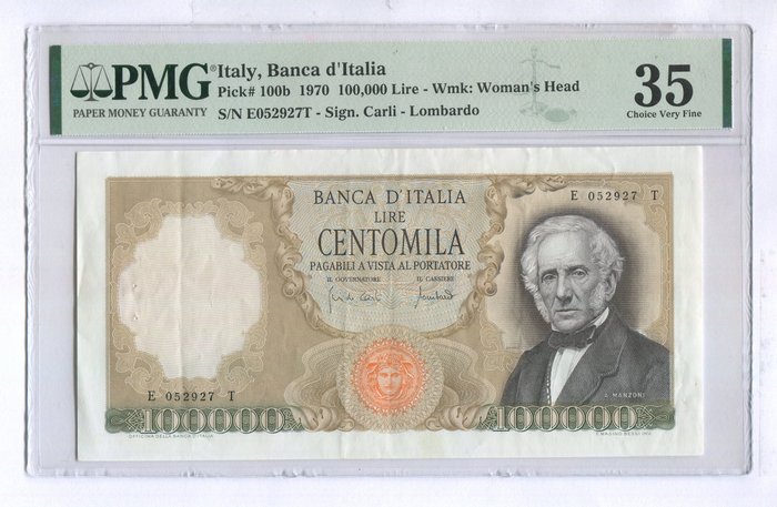 Italien. - 100 000 Lire - 1970 - Pick 100b