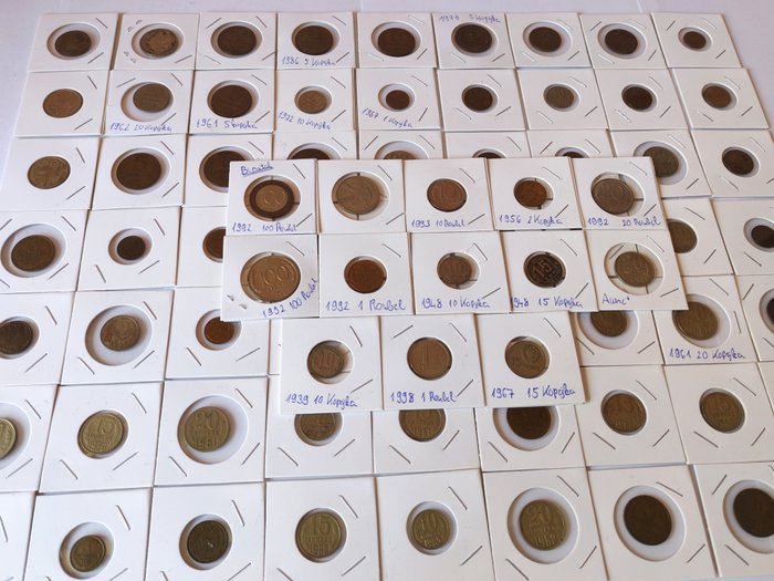 Rusland, Sovjetunionen (USSR). Collection of 76 coins-1939 to 1999 Russia, Soviet Union (USSR).  (Ingen mindstepris)