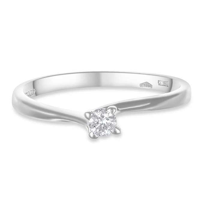 Ring - 18 kraat Hvidguld -  0.09ct. tw. Diamant (Natur)