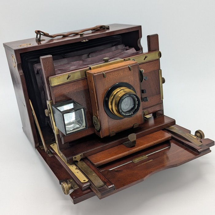 13x18 Wood camera with shutter and rare Krauss Kalloptat 185mm 7.7 Unknown Storformat kamera