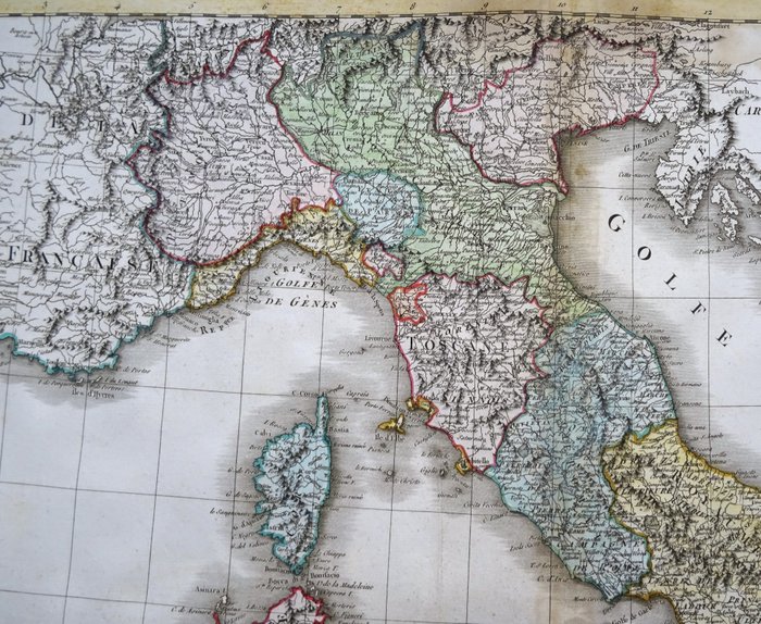 Europa - Italien; Robert de Vaugondy / C.F. Delamarche - Carte générale de l'Italie, rédigée sur les observations les plus authentiques où sont tracées les - 1781-1800