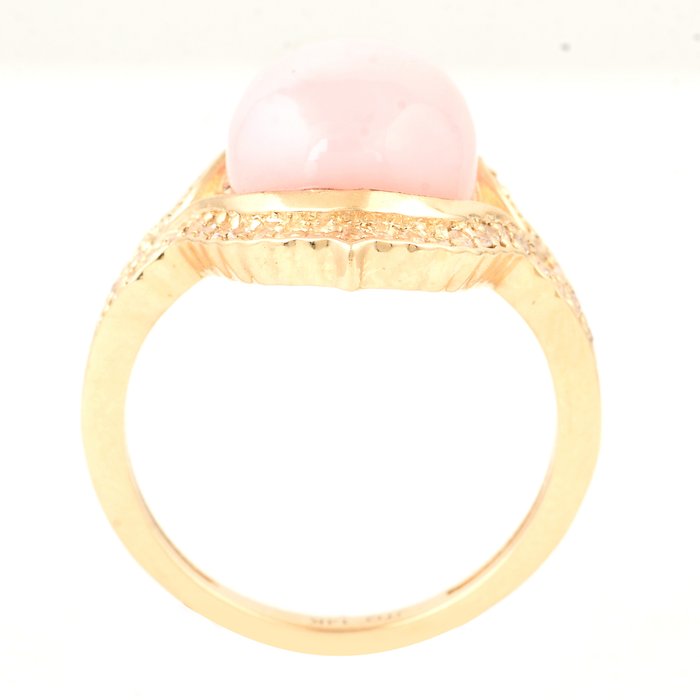 Ring - 14 karat Gulguld -  4.61ct. tw. Opal - Safir