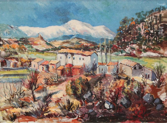 Ramon Vilamosa Real (1912-1994) - Vista de un pueblo