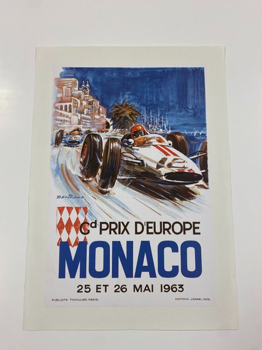 Michel Beligond - MONACO Gran Prix  - 25 ET 26 MAI 1963 (linen backed on canvas) - 1980‹erne