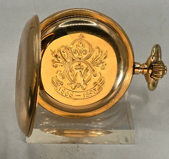 Carl Glück - München - 14K Goldsavonette - feines gravierten Monogramm - Uhr 38904 - Schweiz omkring 1893