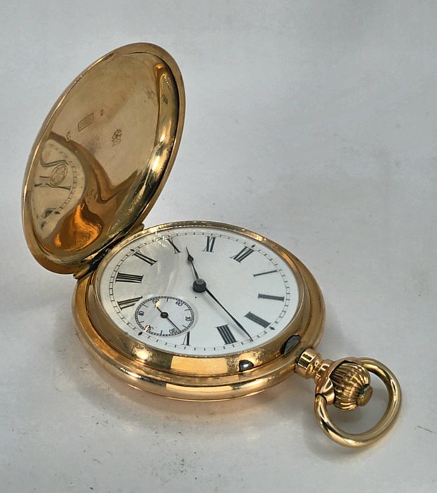 Carl Glück - München - 14K Goldsavonette - feines gravierten Monogramm - Uhr 38904 - Schweiz omkring 1893