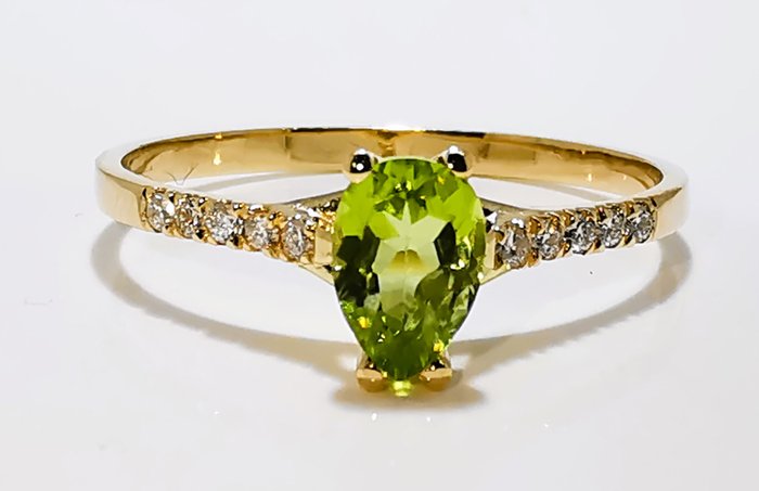 Ingen mindstepris - Ring - 14 karat Gulguld Peridot