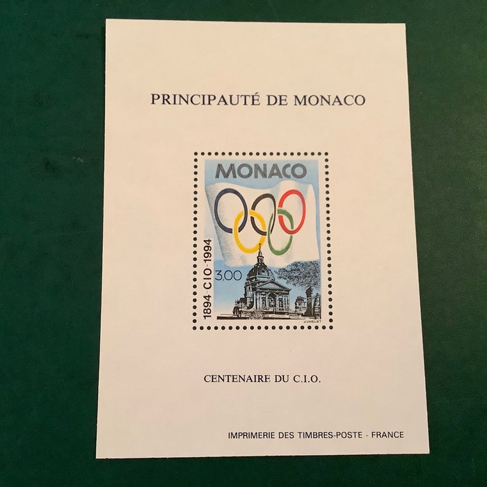 Monaco 1994 - Specialark 100 år af den olympiske komité - Yvert bloc speciale 24