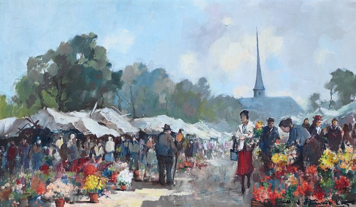 Henri Joseph Pauwels (1903-1983) - Marché aux fleurs