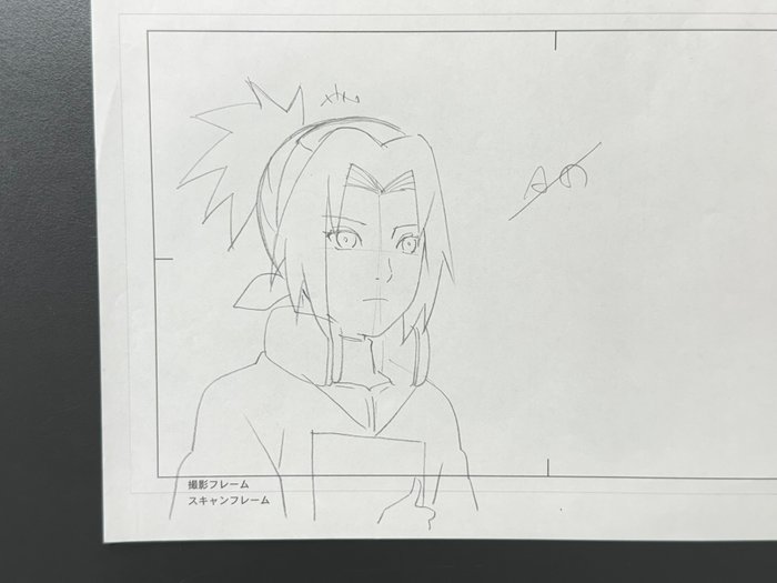 Naruto (2002-2007) - 1 Original animationstegning af Sakura Haruno på Studio Pierrot tegnepapir!