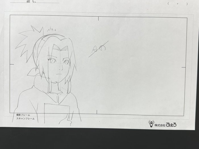 Naruto (2002-2007) - 1 Original animationstegning af Sakura Haruno på Studio Pierrot tegnepapir!