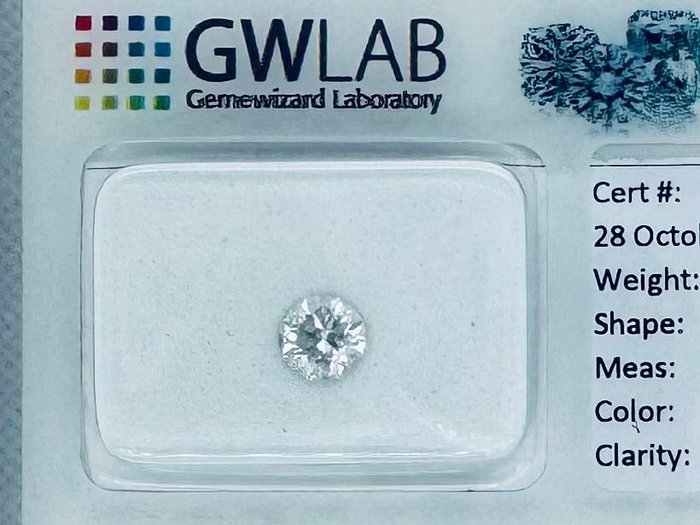 Ingen mindstepris - 1 pcs Diamant  (Natur)  - 0.50 ct - Rund - F - SI2 - Gemewizard Gemological Laboratory (GWLab)