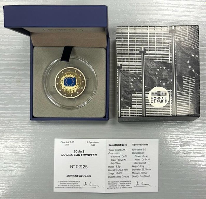 Frankrig. 2 Euro 2015 "30 Ans Drapeau Européen" Proof  (Ingen mindstepris)