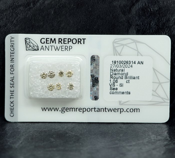 7 pcs Diamant  (Naturfarvet)  - 1.06 ct Blandet gul - SI1, VS1 - Gem Report Antwerp (GRA)