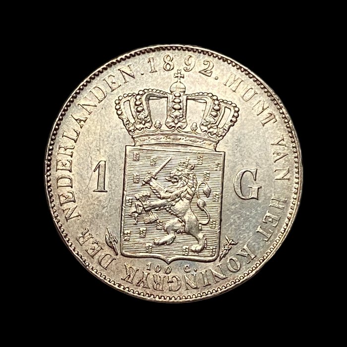 Holland. Wilhelmina (1890-1948). 1 Gulden 1892  (Ingen mindstepris)