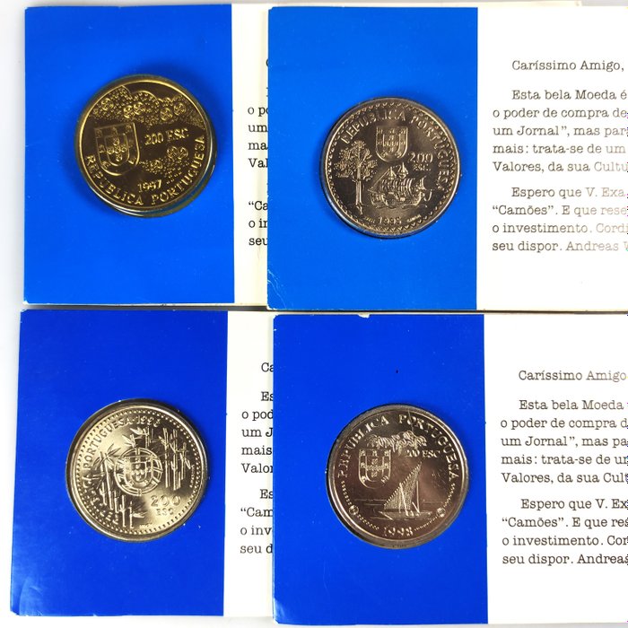 Portugal. 4x 200 Escudos Commemorative Coins - Portuguese Discoveries (Philae Collection) 1995/1996/1997/1998  (Ingen mindstepris)