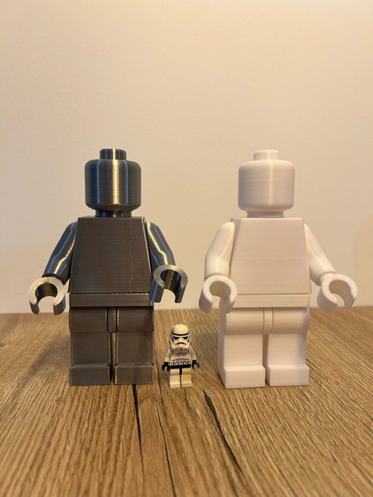 Fait maison - Réplique de Minifigures LEGO - Grand Modèle (16,5 cm) - Chrome et Blanc - Frankrig