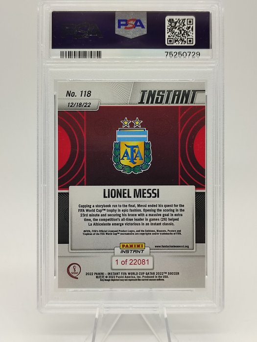 2022 Panini Instant World Cup Lionel Messi #118 PSA 10 - 1 Graded card