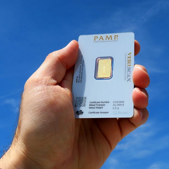 2,5 gram - Guld 999 - Pamp Suisse Goldbarren Fortuna in Blister - Forseglet  Med certifikat