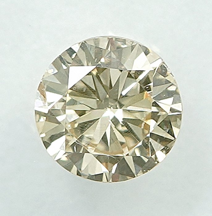 Ingen mindstepris - 1 pcs Diamant  (Naturfarvet)  - 0.37 ct - Light Brunlig Gul - SI2 - International Gemological Institute (IGI)