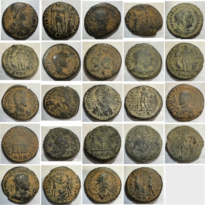 Romarriket. including Licinius II, Theodosius, Diocletianus,. Lot of 12 Folles  (Ingen mindstepris)